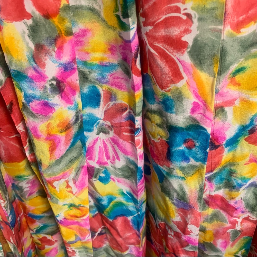 VTG Albert Nipon Boutique 100% Silk Pleated Floral Midi Skirt - Picture 7 of 11